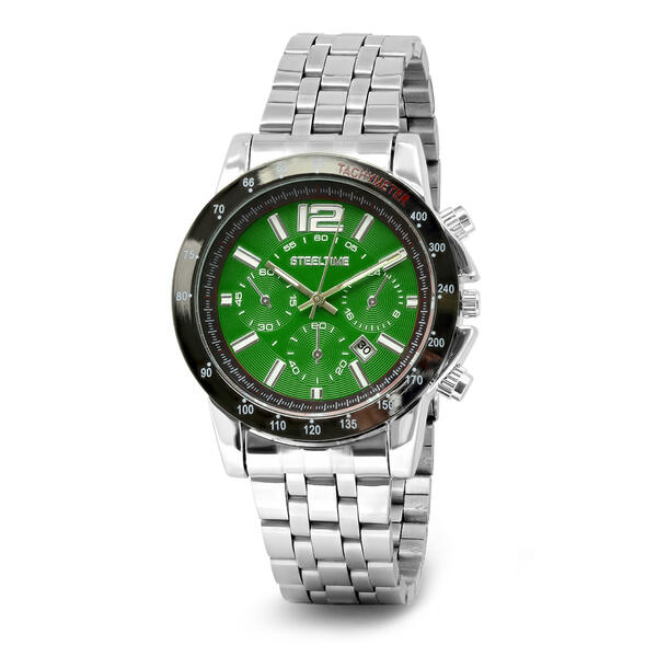 Mens Steeltime Green Gunmetal Watch - B80-207-W - image 