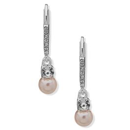 You're Invited Silver-Tone Pink Pearl Crystal Drop Earrings