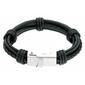 Mens Lynx Stainless Steel &amp; Black Leather USB Charger Bracelet - image 1