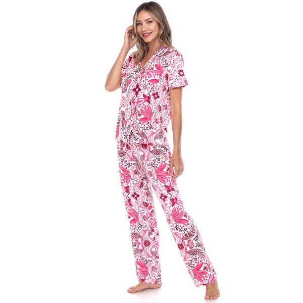 Womens White Mark 2pc. Tropical Peacock Pajama Set