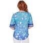 Womens Ruby Rd. Bali Blue Elbow Sleeve Floral Blouse - image 2