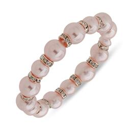 You're Invited 2.25in. Pink Pearl Crystal Stretch Bracelet