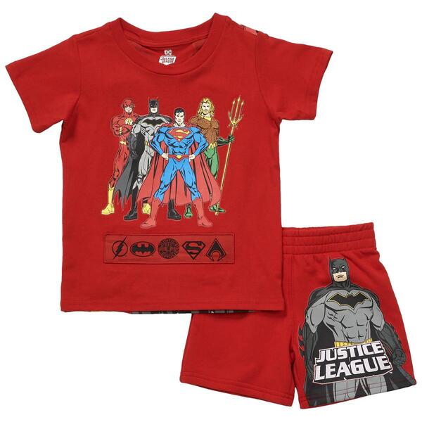 Boys &#40;4-7&#41; Freeze Justice League Tee & Shorts Set - Red - image 