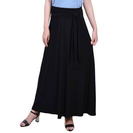 Plus Size NY Collection Solid Black ITY Tie Waist Long Skirt