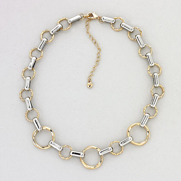 Wearable Art Gold & Silver Circle & Link Necklace - image 