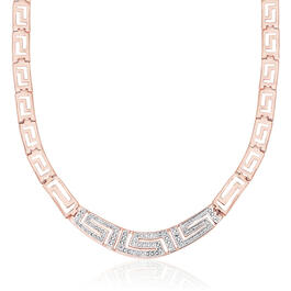 Gianni Argento Rose Gold 1/10ctw. Diamond Greek Key Necklace
