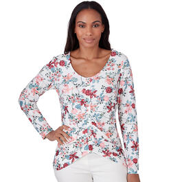 Womens Emaline St. Kitts Floral Printed Long Sleeve Blouse