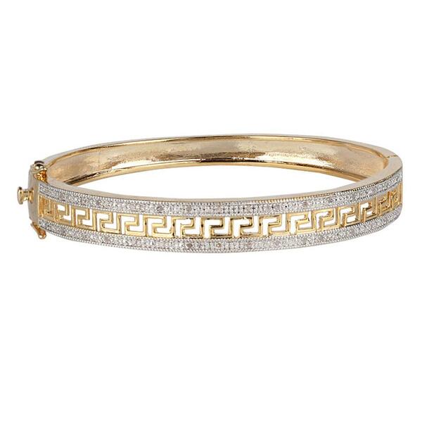 Gianni Argento Gold 1/4ctw. Diamond Greek Key Bangle Bracelet - image 