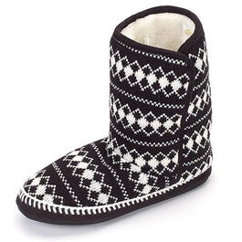 Womens Capelli Diamond Knit Boot Slippers