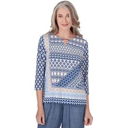 Petites Alfred Dunner Knit Geometric Top