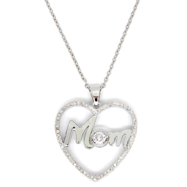 Gianni Argento Silver Plated 1/4ctw. MOM Heart Pendant - image 