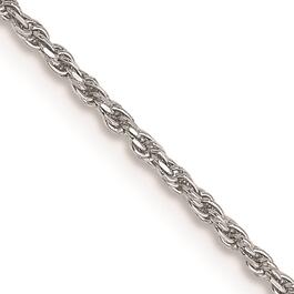Unisex Gold Classics&#8482; 1.15mm. 14k White Diamond Cut Rope Necklace