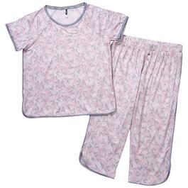 Womens IZOD&#40;R&#41;Short Raglan Sleeve Leaf/Dolphin Hem Capri Pajama Set