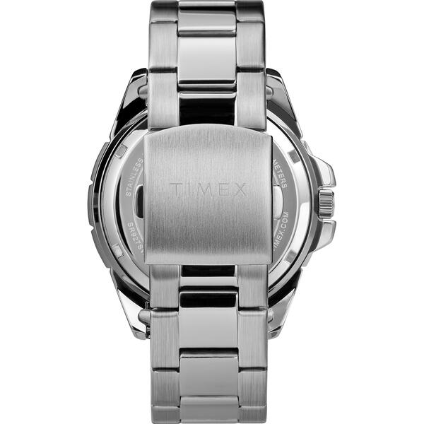 Mens Timex&#174; Silver/Black Stainless Steel Watch - TW2U70400JI