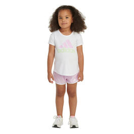 Girls &#40;4-6x&#41; adidas&#40;R&#41; Logo Short Sleeve Tee & Woven Shorts Set
