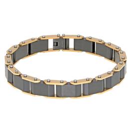 Mens Lynx Stainless Steel Gold &amp; Black Ion-Plated Bracelet