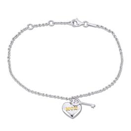 Silver White and 18kt. Gold Plated Mom Charm Bracelet