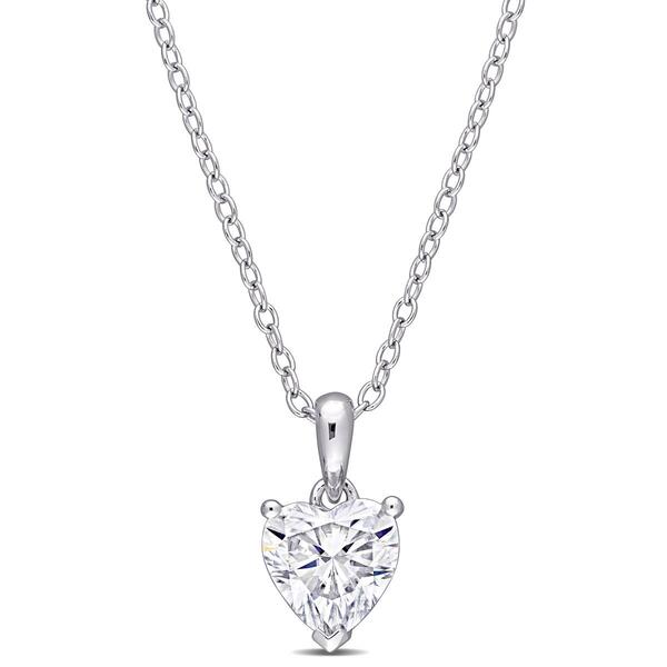 Sterling Silver 1ctw. Heart Moissanite Pendant Necklace - image 
