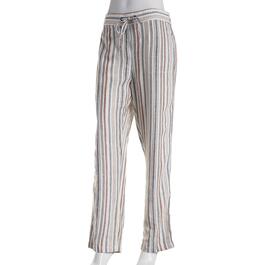 Womens Per Se Stripe Linen Beach Pants - Brown/Black