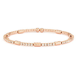 14kt. Rose Gold Plated Crystal & Faceted Bead Bracelet
