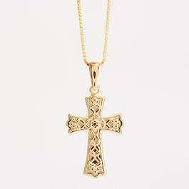 14kt. Gold Over Sterling Silver Textured Cross Necklace