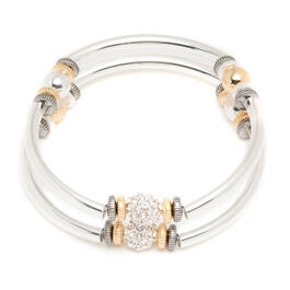 Nine West Set of 2 Tri-Tone Crystal Bangle Bracelets