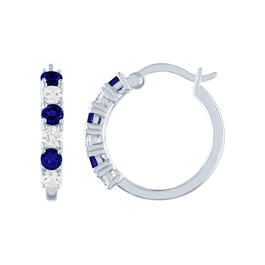 Gemstone Classics&#40;tm&#41; Created Blue/White Sapphire Silver Earrings