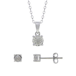 Gianni Argento Diamond Accent Round Pendant and Earrings Set