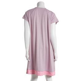 Womens Ellen Tracy Short Sleeve Stripe Round Neck Nightshirt