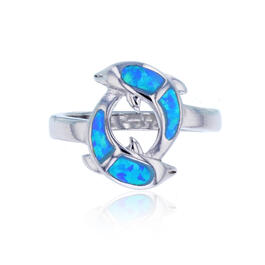 Gemstone Classics&#40;tm&#41; Created Opal Swimming Dolphin Ring