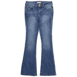 Girls &#40;7-12&#41; Squeeze Double Button Flare Jeans