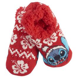 Womens Fuzzy Babba Disney Lilo & Stitch Christmas Slipper Socks