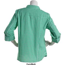 Womens Tommy Hilfiger Sport Gingham 3/4 Roll Tab Sleeve Shirt
