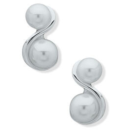 You're Invited 0.64in. Silver-Tone Pearl Swirl Stud Earrings