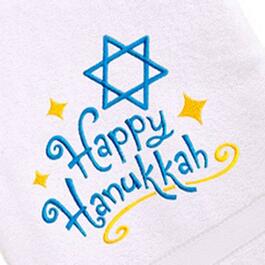 Linum Home Textiles Embroidered Happy Hanukkah Hand Towel