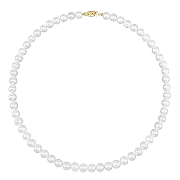 Gemstone Classics&#40;tm&#41; Freshwater Pearl 7mm 10kt. Gold Necklace - image 