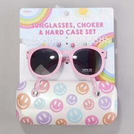 Girls Capelli New York Smiley Case & Sunglasses w/ Choker