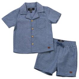 Baby Boy &#40;12-24M&#41; 7 for All Man Kind&#40;R&#41; Collared Top & Shorts Set