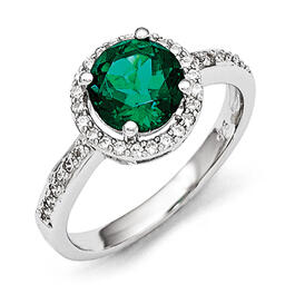Sterling Silver White & Green CZ Ring