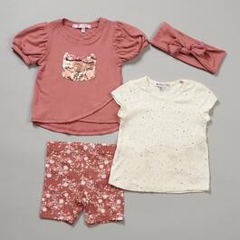 Toddler Girl Nannette 3pc. Kitty & Dot Tops & Shorts Set