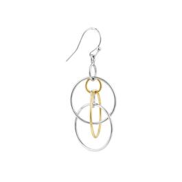 Athra Fine Silver Plated Two-Tone Triple Circle Drop Earrings