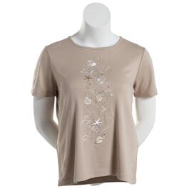 Womens Bonnie Evans Embroidered Vertical Seashell Tee