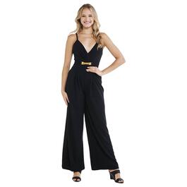 Juniors Almost Famous&#40;tm&#41; Knit Dobby Pleated Cami Jumpsuit w/Chain