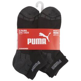 Mens Puma 6pk. Terry Quarter Socks - Charcoal