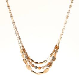 Ashley Cooper&#40;tm&#41; Natural Shiny Gold Chain Bead & Stone Necklace