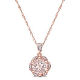 Gemstone Classics&#40;tm&#41; 14kt. Rose Gold Diamond Flower Necklace