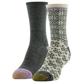 Womens Gold Toe&#40;R&#41; 2pk. Heather Geo Midi Socks