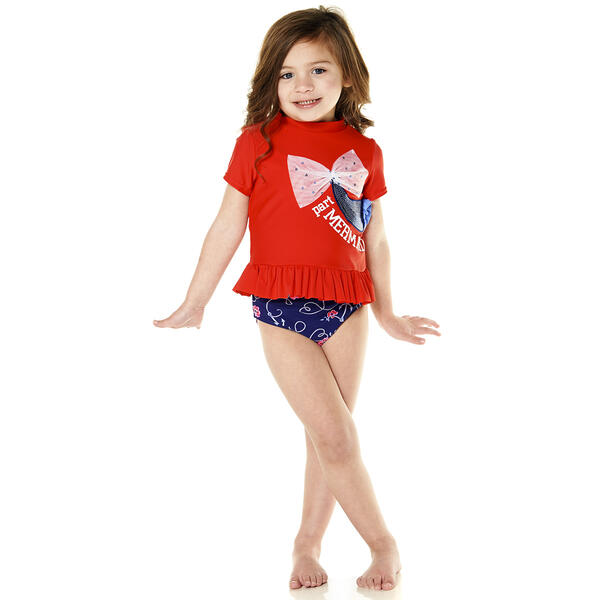 Toddler Girl Flapdoodles 2pc. Part Mermaid Rash Guard Swim Set - image 