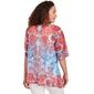 Womens Ruby Rd. Red White & New Floral Knit Mirrored Blouse - image 3