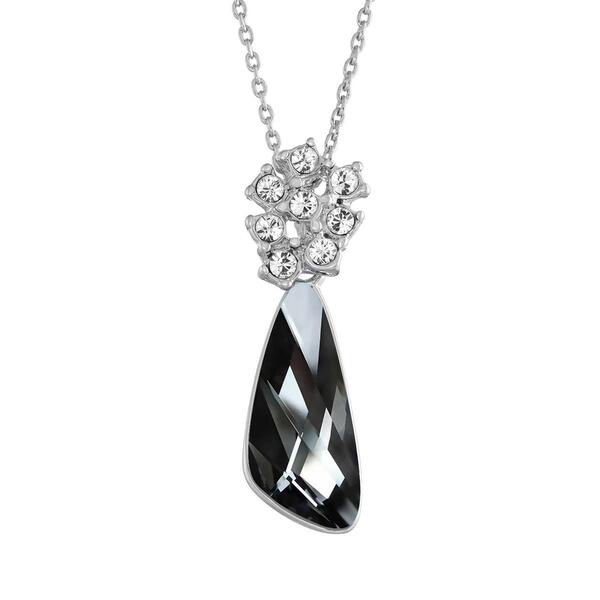 Crystal Colors Silver Plated Smokey Night Comet Pendant Necklace - image 